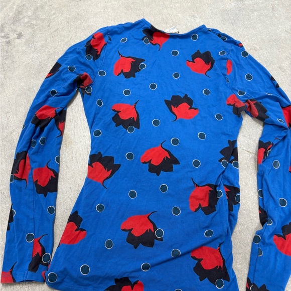 Boden jersey knit faux wrap Blue and Red Floral Women's Top 8 - Picture 4 of 6
